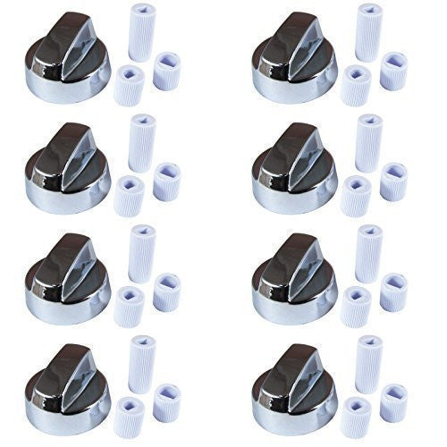 8 X Cooker Oven Hob Silver Control Knobs & Adaptors  Radford Vac Centre 
